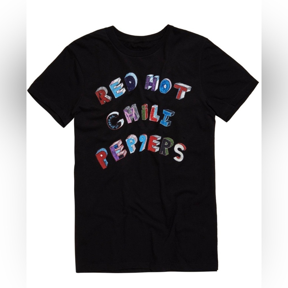 Tultex Black Graphic Red Hot Chili Peppers Band Short Sleeved Tee.  Sz M